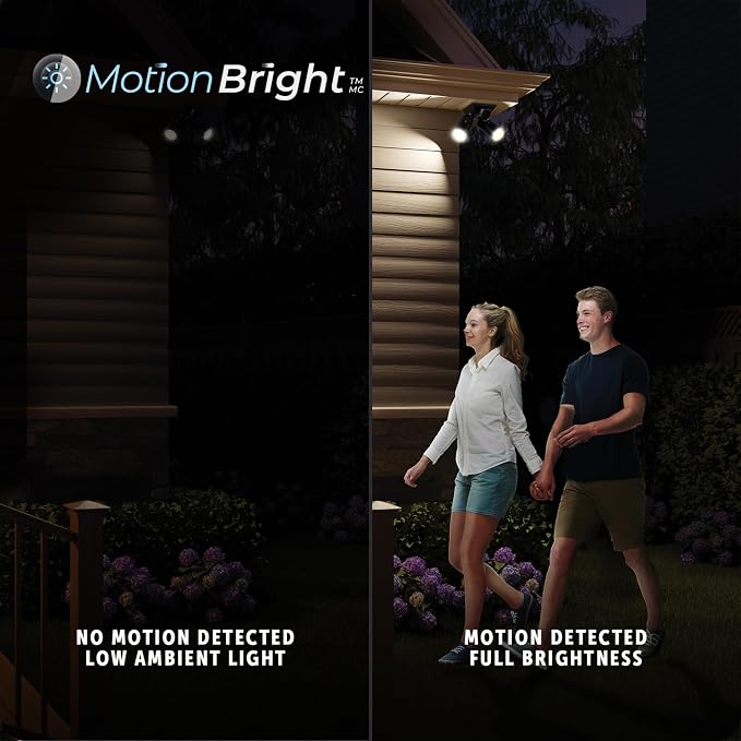 Globe Electric 180-Degree 22W Twin Head Black Hardwired Motion Activated Diecast Architectural Security Light, Spotlight, Outdoor, Outside House Lights