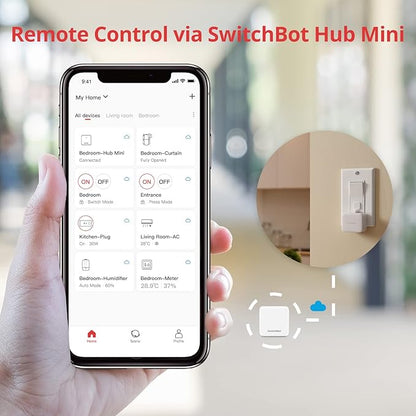 Switchbot Smart Switch Button Pusher (Bluetooth) – Fingerbot for Rocker Switch/One-Way Buttons, App Timer Control, No Wiring, Optional Hub Required for Voice/Remote, White