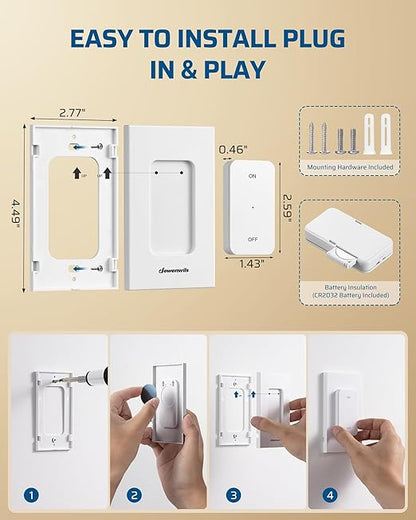 DEWENWILS Remote Control Outlet with Magnetic Base, 100 FT RF Signal Wireless Outlet, Wireless Light Switch, 15A/1875W Remote Outlet Switch for Lamps, Fans, Household Appliance