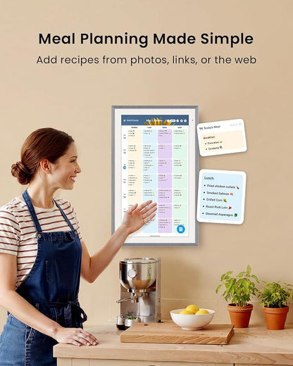 Apolosign 15.6-inch Digital Calendar, Smart Wall Planner with Calendar Sync, Chore Chart, Meal, Install Apps & Widget, Electronic Touchscreen Display for Family Schedules, Dual Mode, with Stand (Gray)