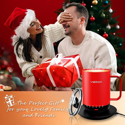 Vsitoo S3 Pro 16oz Smart Self Heating Coffee Mug,Heated Coffee Mug with Auto-Sensing AI Heats Drinks to 120-150°F Hands-Free.Perfect for Home/Office,Ideal Gift fo Men/Women, Red