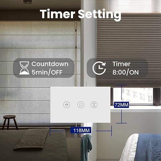 Smart Roller Shutter Switch,Need Neutral Wire,White