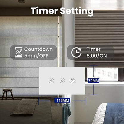 Smart Roller Shutter Switch,Need Neutral Wire,White
