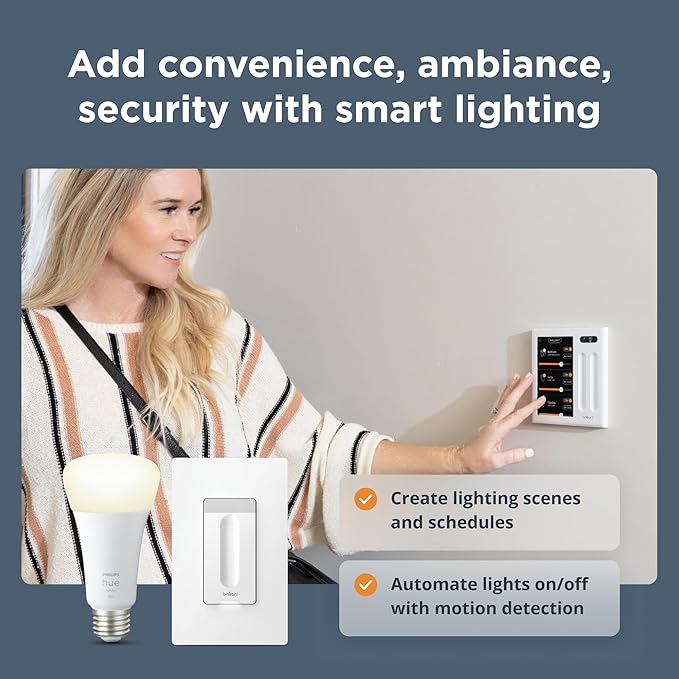 Brilliant Smart Home Control (Plug-In Panel) — Alexa Built-In & Compatible with Ring, Sonos, Hue, Google Nest, Wemo, SmartThings, Apple HomeKit — In-Wall Touchscreen Control for Lights, Music, & More