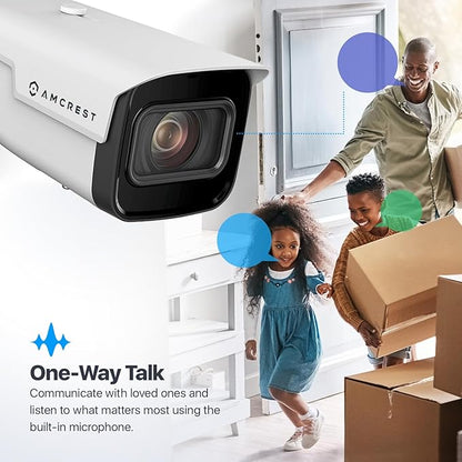 Amcrest 4K Optical Zoom AI IP PoE Camera, Varifocal Outdoor IP POE Camera Bullet, Human & Vehicle Detection, F1.5, 2.7mm~13.5mm Lens, IP67, 5X Optical Zoom, (IP8M-VB2696EW-AI)