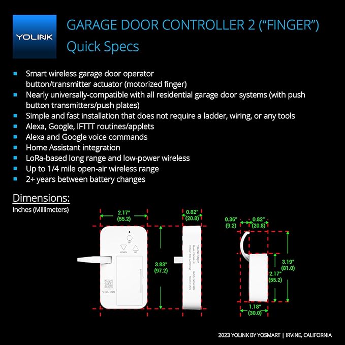 YoLink Smart Garage Door Solution Kit - Convert Any Garage Door to Smart in Seconds! Battery-Powered, No-Wires, No-Tools Super-Easy Installation. Compatible with Alexa & IFTTT