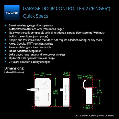 YoLink Smart Garage Door Solution Kit - Convert Any Garage Door to Smart in Seconds! Battery-Powered, No-Wires, No-Tools Super-Easy Installation. Compatible with Alexa & IFTTT