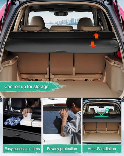 Powerty Cargo Cover for Honda CRV 2007-2010 2011 Retractable Trunk Cover Trunk Shielding Shade for CRV Accessories Cargo Luggage Cover No Gap