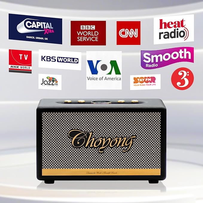 CHOYONG Maestro C2 WiFi Speaker Wireless Bluetooth Smart Speaker,Three-Way Speaker System,Internet Radio Global Station,Record Player Compatible with RCA Input,Choyoung C2