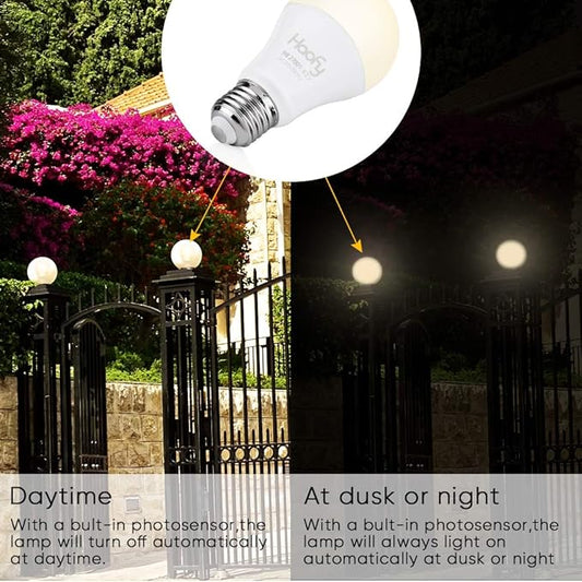 Haofy Dusk to Dawn Light Bulb, Smart Sensor LED Bulb Built-in Photosensor Detection with Auto Switch Outdoor/Indoor Lamp for Porch Patio Garage Basement Hallway(9W / 2 Pack)