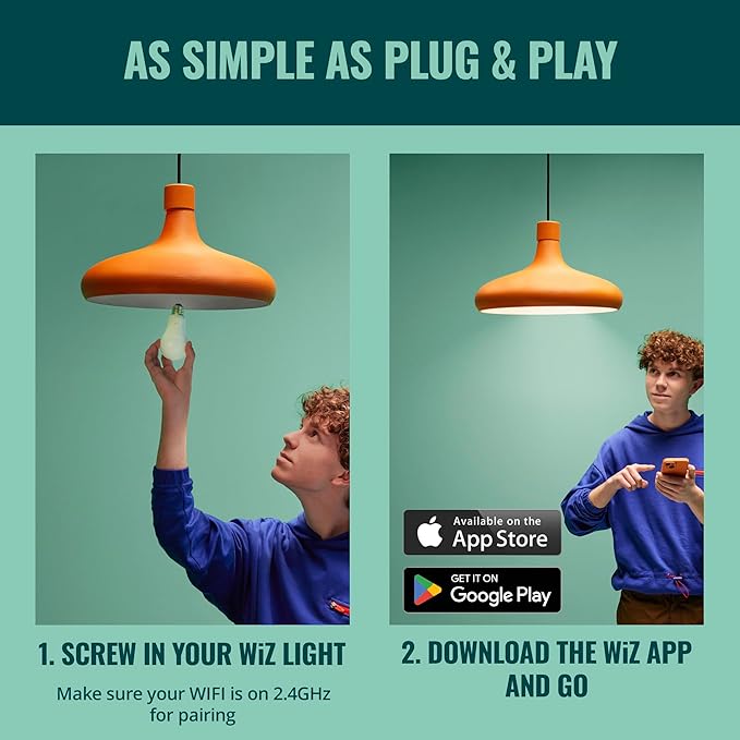 WiZ Connected LED Smart Light Bulbs, Sunset to Sunrise Automation + Motion Detection + Control with Voice or App, Full Color A19 60W 800LM E26 Indoor, Matter Compatible - 6 Pack