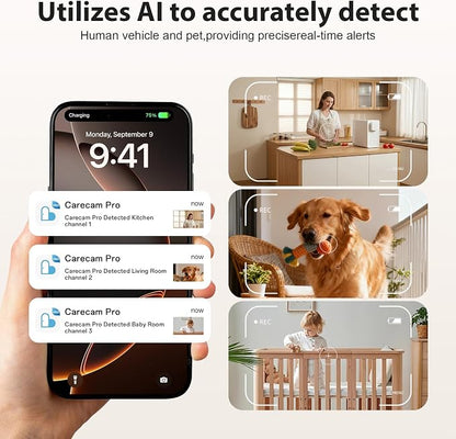 Clock Camera 2K,5G&2.4G WiFi Indoor Security Camera Wood Grain,Cameras for Home Security,3 in 1 Indoor Camera with Alarm,Full Color Night Vision Human Motion Detection Local Storage