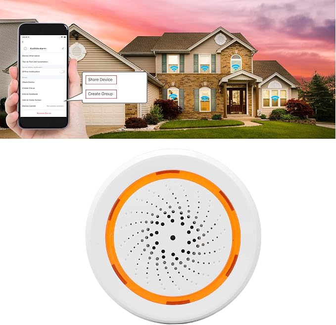 Walfront Smart Security Alarm Wireless Home Alarm System with 90dB Siren 18 Tones APP Control 2.4GHz for Burglar Door Sensor Motion Detector (for ZigBee)