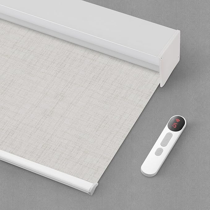 Bringnox Motorized Blinds with Remote,100% Blackout Smart Roller Blinds Compatible with Apple Homekit Google Home and Alexa Via HUB,and Customized (Vigor Cream-08)