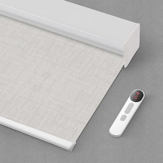 Bringnox Motorized Blinds with Remote,100% Blackout Smart Roller Blinds Compatible with Apple Homekit Google Home and Alexa Via HUB,and Customized (Vigor Cream-08)