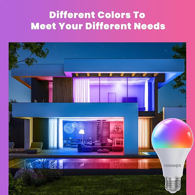 RGB Color Changing Light Bulbs with Remote(2-Pack), 9W 6500K White LED Light Bulbs, A19 E26 40W Equivalent, Colored Light Bulbs, 16 Color Dimmable Multicolor Light Bulb with Memory, for Home, Party