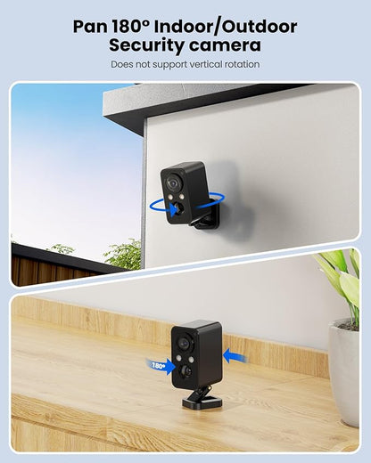 BECAMSO 2Packs Security Cameras Wireless Outdoor: 180° Horizontal Cameras for Home Security Battery WiFi Cameras Outside Surveillance Camera CCTV Camera System with Color Night Vision Motion Sensor