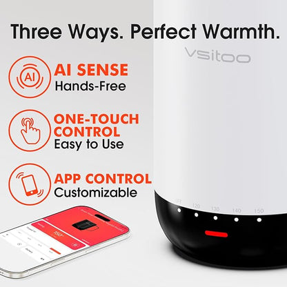 Vsitoo S3 Pro 16oz Smart Self Heating Coffee Mug,Heated Coffee Mug with Auto-Sensing AI Heats Drinks to 120-150°F Hands-Free.Perfect for Home/Office,Ideal Gift fo Men/Women，White