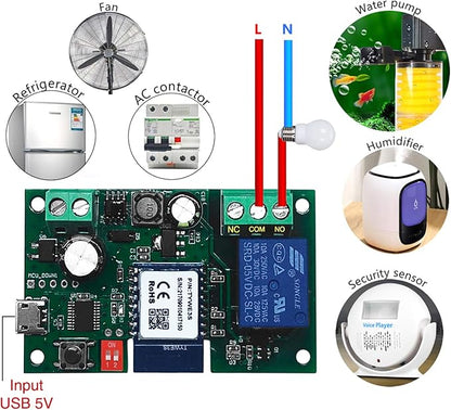 WiFi Wireless Inching Relay Switch Momentary DIY Smart Home Remote Control DC 5-32V AC 90-250V Compatible With Alexa Echo IFTTT (Using TUYA/Smart Life APP)