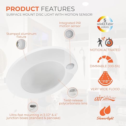HALO HLCE 6-Pack 6 in LED Motion Sensor Ceiling Light Selectable CCT 1260lm