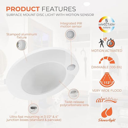 HALO HLCE 6-Pack 6 in LED Motion Sensor Ceiling Light Selectable CCT 1260lm