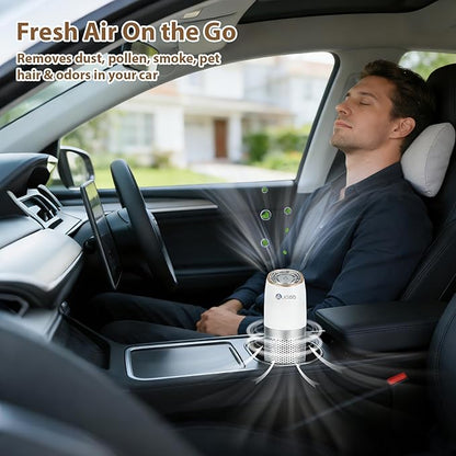 Aucleia Mini Portable Air Purifier with True H13 HEPA Filter, Car Air Purifier for Travel and Office to Remove Pet Hair and Odor Smoke Dust and Pollen, Aromatherapy Function White Gray