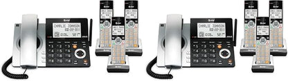 AT&T CL84307 Dect 6.0 Expandable Corded/Cordless Phone with Smart Call Blocker, Silver/Black with 3 Handsets (Pack of 2)