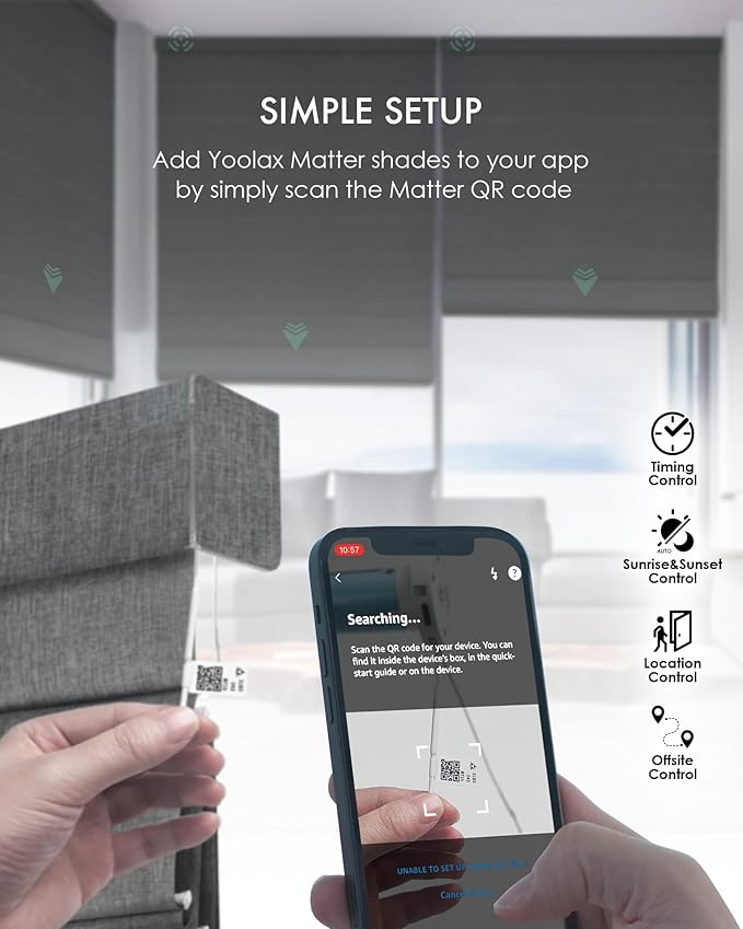 Yoolax Motorized Matter Roman Shades Light Filtering Smart Blinds for Windows Compatible with Alexa, Google Home, Homekit, Automatic Roman Shades with Remote Customized (Dark Grey)