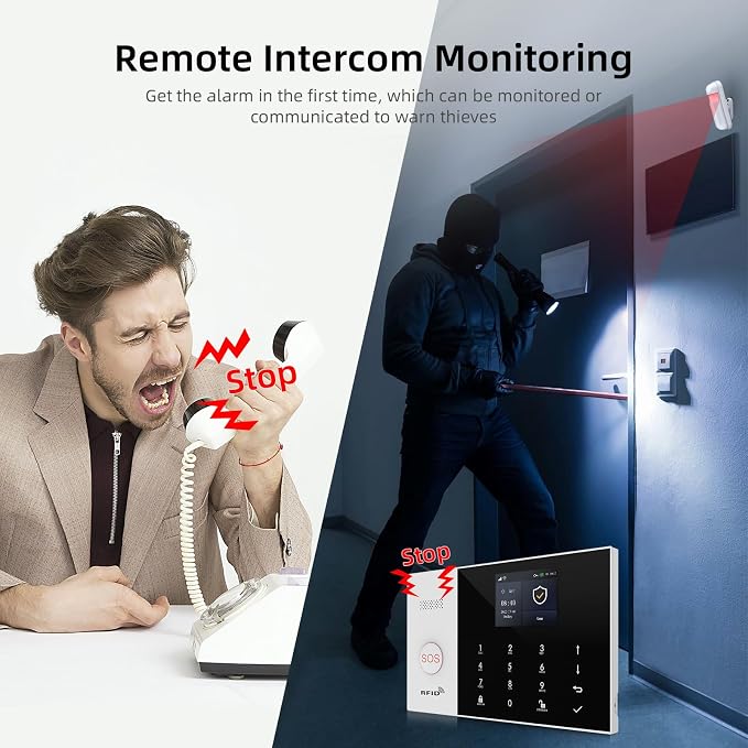 LWOHSI Wireless Alarm System,DIY 4G/WiFi Home Security Systems,Phone APP Alert,Door/Window and Motion Sensors,120 dB Siren,SOS Emergency Button,Compatible with Alexa and Google,No Contract Fee