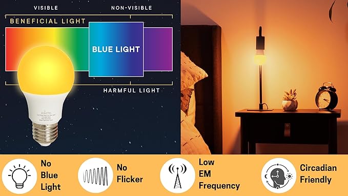 Amber Light Bulbs for Sleep I 1800K Warm Light Bulbs for Bedside Lamp I 7 Watt E26 Led Bulb (60W Equiv) Orange Led Lights for Bedroom Soft Warm Lighting I Dim Night Light for Kids Room Warm Light Lamp