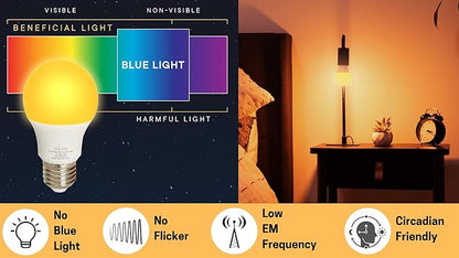 Amber Light Bulbs for Sleep I 1800K Warm Light Bulbs for Bedside Lamp I 7 Watt E26 Led Bulb (60W Equiv) Orange Led Lights for Bedroom Soft Warm Lighting I Dim Night Light for Kids Room Warm Light Lamp