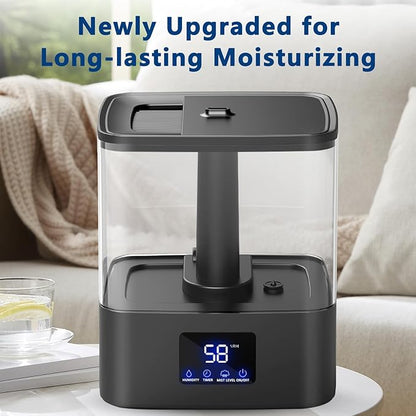 KZF Humidifier for Bedroom, 6L Ultrasonic Cool Mist Easy Clean 3 Adjust the Humidity, Suitable for Bedroom Study Room Kids Room Yoga Office, Quite and Smart Top Fill Design