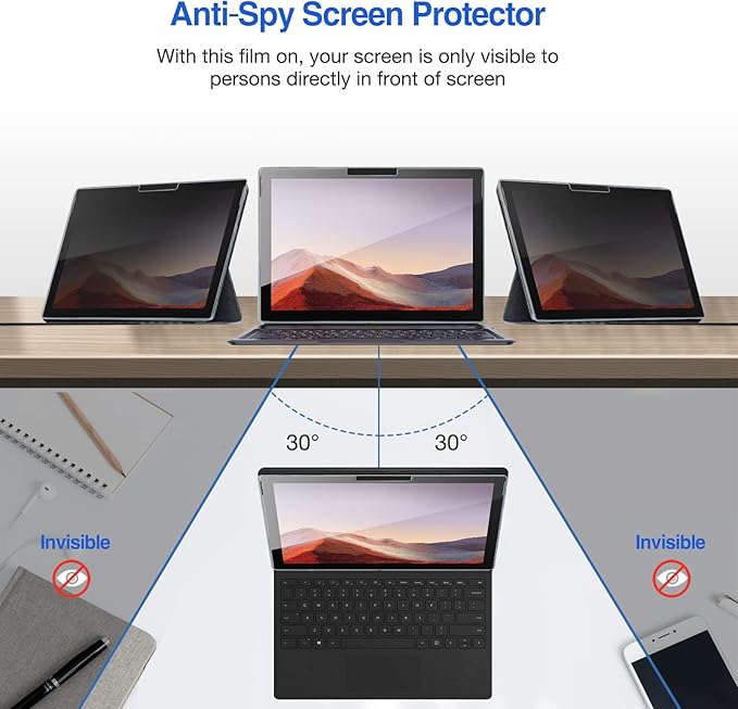 ProCase Privacy Screen Protector - Dark Tempered Glass for 12.3 Inch Surface Pro 7+/7/6/5/4