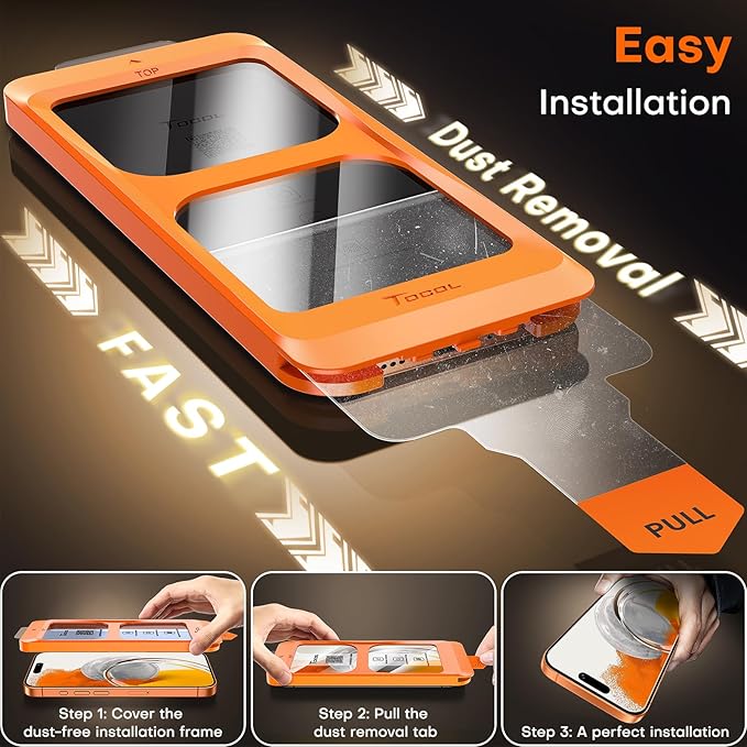 TOCOL for iPhone 17 Pro Max Screen Protector/iPhone 16 Pro Max Screen Protector 6.9-Inch Instant Installation Tempered Glass HD Clear Full Coverage Protection Case Friendly 2 Pack