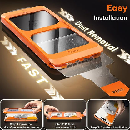 TOCOL for iPhone 17 Pro Max Screen Protector/iPhone 16 Pro Max Screen Protector 6.9-Inch Instant Installation Tempered Glass HD Clear Full Coverage Protection Case Friendly 2 Pack