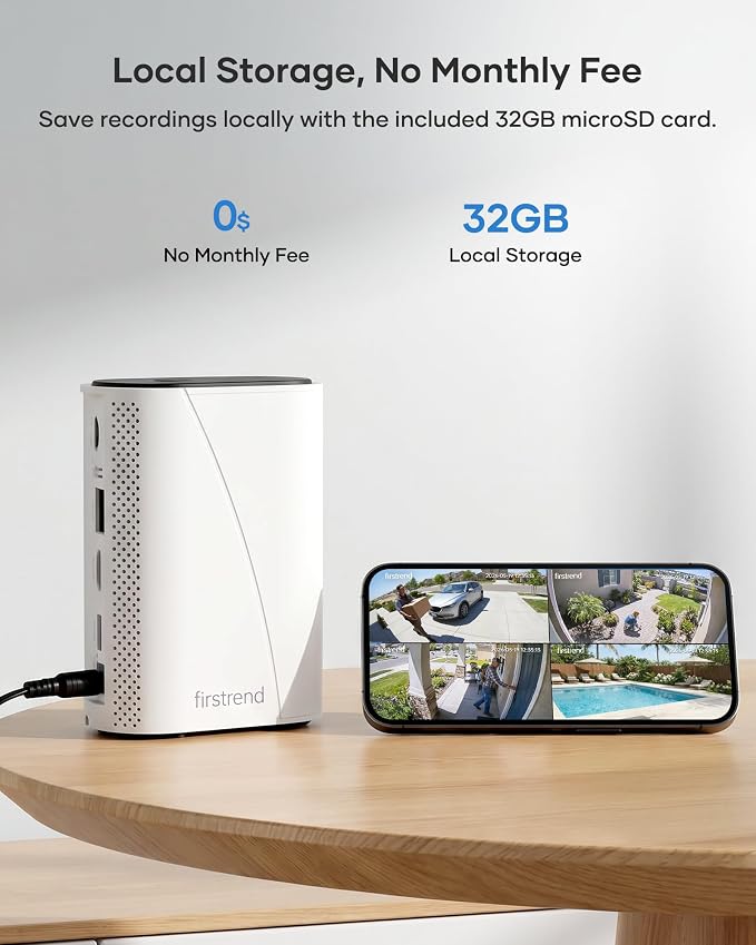 firstrend 2K QHD Solar Security Cameras Wireless Outdoor, No Monthly Fee