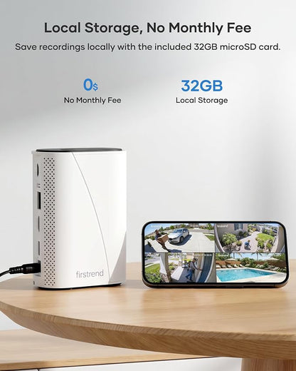 firstrend 2K QHD Solar Security Cameras Wireless Outdoor, No Monthly Fee