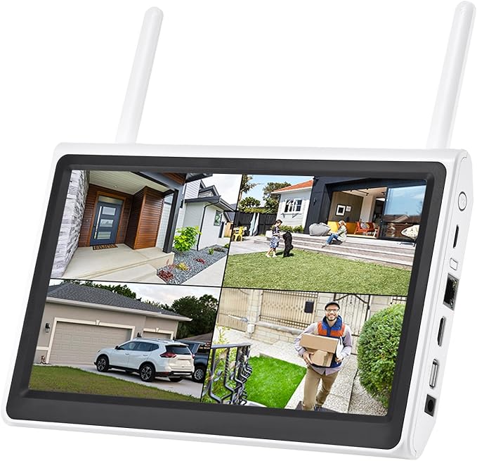 YEEWISE 10 Channel WiFi NVR with Built-in 10.1' HD Monitor, Dual WiFi, Motion Detection, Remote Access, Supports SD & HDD Local Storage