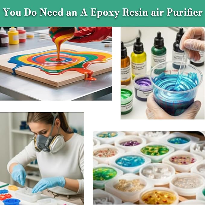 Epoxy Resin Air Purifier with H13 True HEPA Filter, Element Purifier, Night Light Mode, Air Filtration System for Resin Molding & Casting, Portable Epoxy Tools Accessories Supplies
