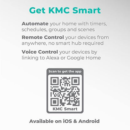 KMC Smart Plug Duo 4-Pack, 2-Outlet Wall Plug Extender, Smart Outlet Splitter for Smart Home, Compatible with Google & Alexa, No Hub Required, WiFi Outlet, White