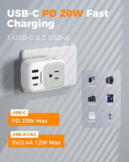 TESSAN Italy Travel Plug Adapter, Type L Plug 2 Pack