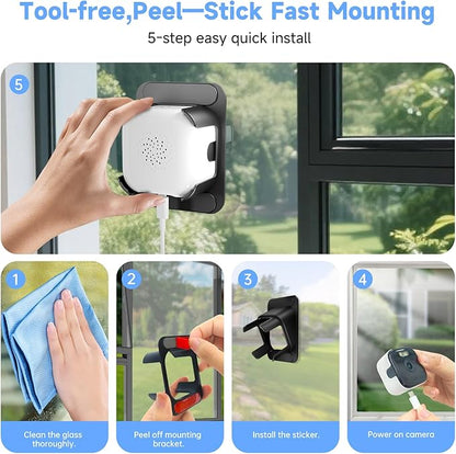 AXB Window Camera for Home Security: 2.4GHz&5GHz WiFi 4K Indoor Camera with Color Night Vision - Smart Motion Detection 24/7 Recording - Easy&Quick Install Includes 2 Multi-Angle Window Mounts