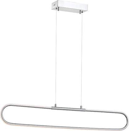 JONATHAN Y Ned 39" Integrated LED Linear Pendant Dimmable Metal, Chrome | Modern Adjustable Height Chandelier, Kitchen Island Light, 3000K, 1690 Lumens, ETL Listed, Clear Cord, Minimalist Decor