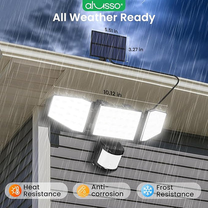 ALUSSO Solar Lights Outdoor Motion Sensor 400LM, LED Security Lights with Remote, 3 Modes (Dusk to Dawn/Auto/On Time), CCT 3000K-6500K Waterproof Flood Light for Garden Yard Garage, 2 Pack Black