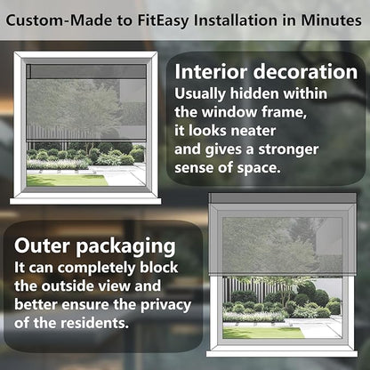 Motorized Light Filtering Roller Shades – Smart Electric Blinds for Living Room, Alexa Google Home Siri, Matter Compatible, Custom Window Shades, Cordless Rechargeable