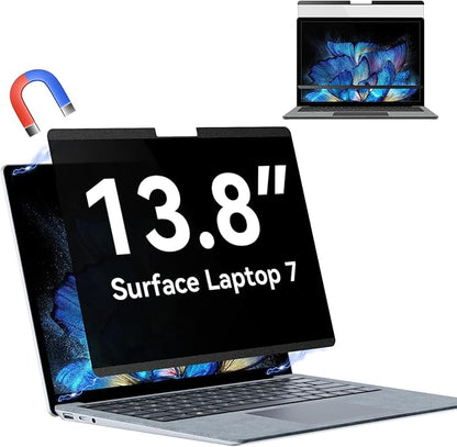 Magnetic Privacy Screen Compatible with 13.8 Inch Surface Laptop 7, Removable Anti-Glare Blue Light Laptop Shield Filter Black Film Security Private