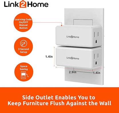 Link2Home Wireless Remote-Control Outlet, 3 Outlets, 1 Remote, White