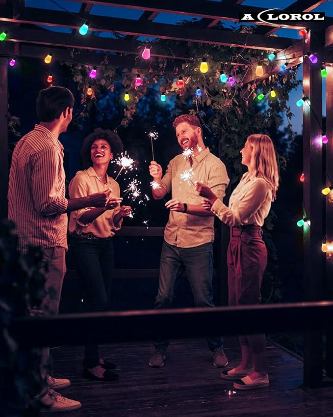 Aclorol 62FT Outdoor String Lights Globe Patio LED String Light Multi-Color Smart LED Bulbs Color Changing Music Sync Waterproof Outside Hanging Lights for Backyard Party Porch Cafe Garden Bar Decor