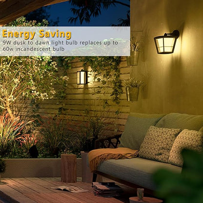 Gonhom 2 Pack Dusk to Dawn Light Bulbs Outdoor, 2700K Warm White, 720LM, 9W(60W Equivalent) A19 E26 Automatic On/Off LED Sensor Light Bulbs, Dusk to Dawn Outdoor Lighting for Porch Garage Patio