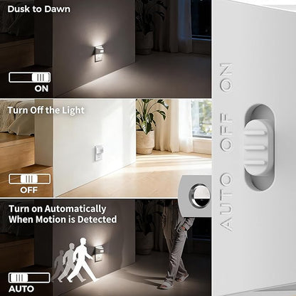 DORESshop LED Night Light[2 Pack], Night Lights Plug into Wall, 3 Mode Plug in Night Light with Motion Sensor, Dusk to Dawn Sensor, Nightlights for Adults, Bedroom, Bathroom, 5000K White Cover